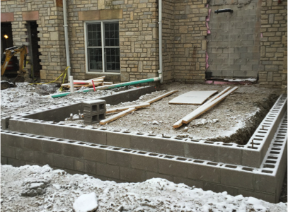 Outside view of building foundation