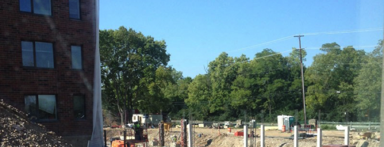 Construction showing foundation and framing