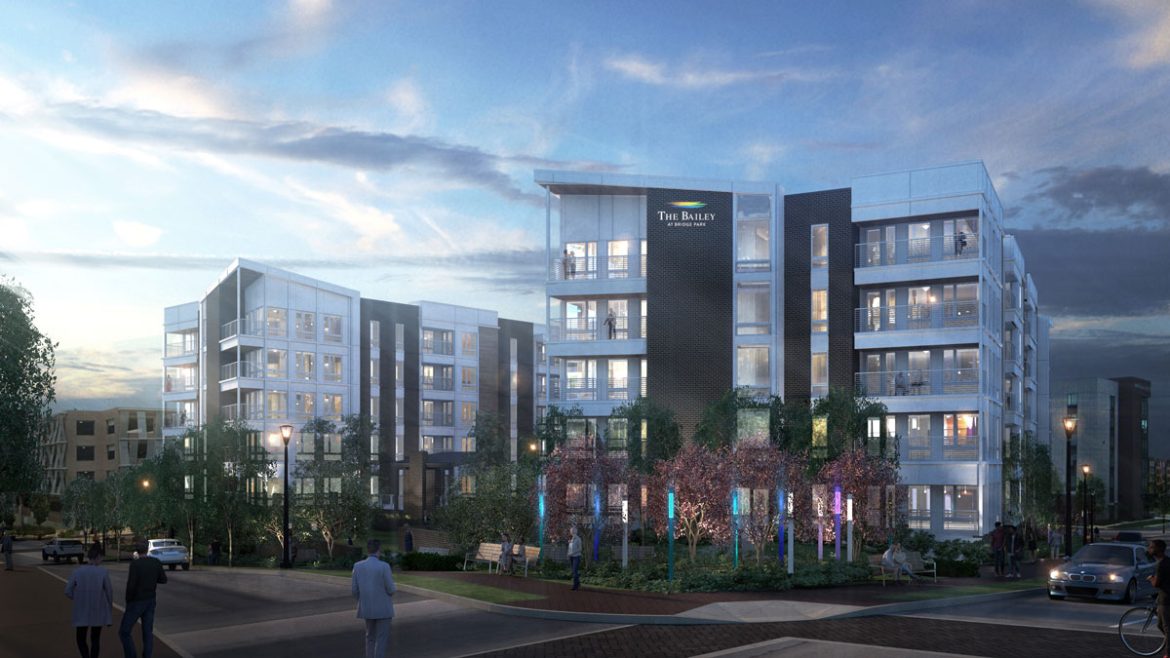 Front view rendering of the Bailey at Bridge Park
