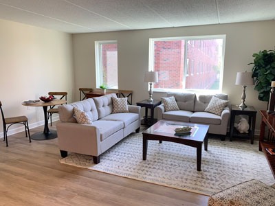 The living and dining room of The Open Plan Brandon independent living apartment