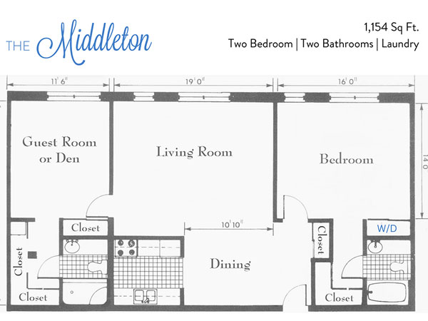 Floor plan of The Middleton independent living apartment