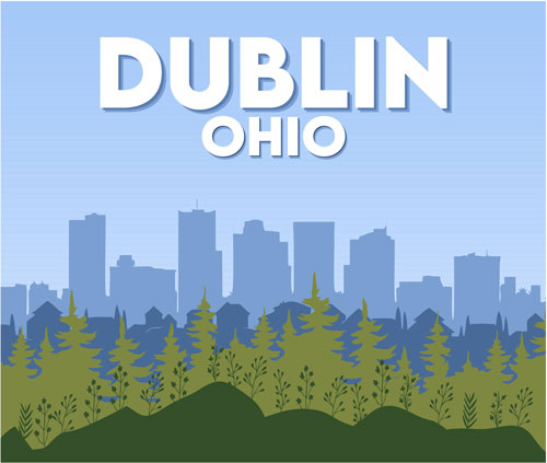 Dublin Ohio skyline graphic