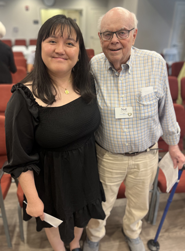 Resident poses with a Dublin Scholarship Recipient