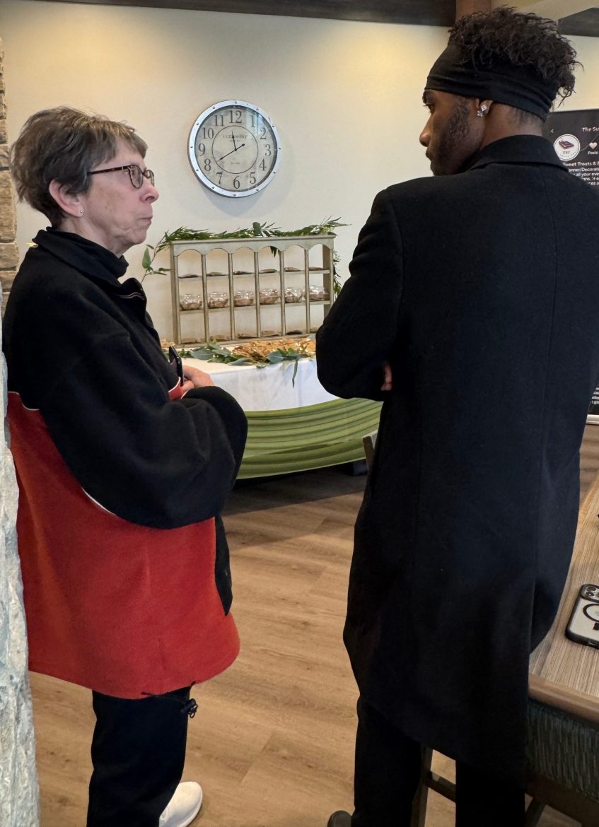 A Friendship Village of Dublin Resident speaks with Sir Allen, founder of The Suite Treat in Pickerington, Ohio.