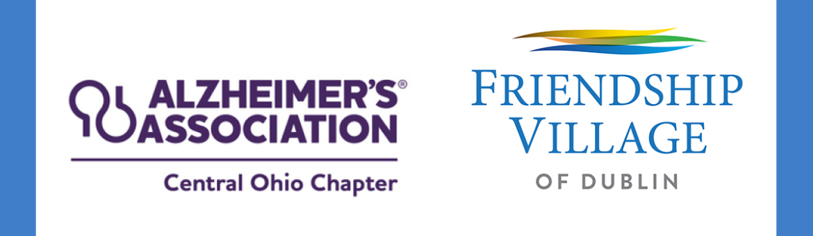 Logos of Alzheimer's Association of Central Ohio and Friendship Village of Dublin