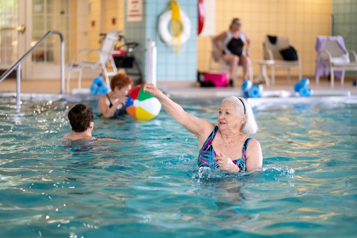 Residents enjoy large indoor swimming pool at Friendship Village of Dublin.
