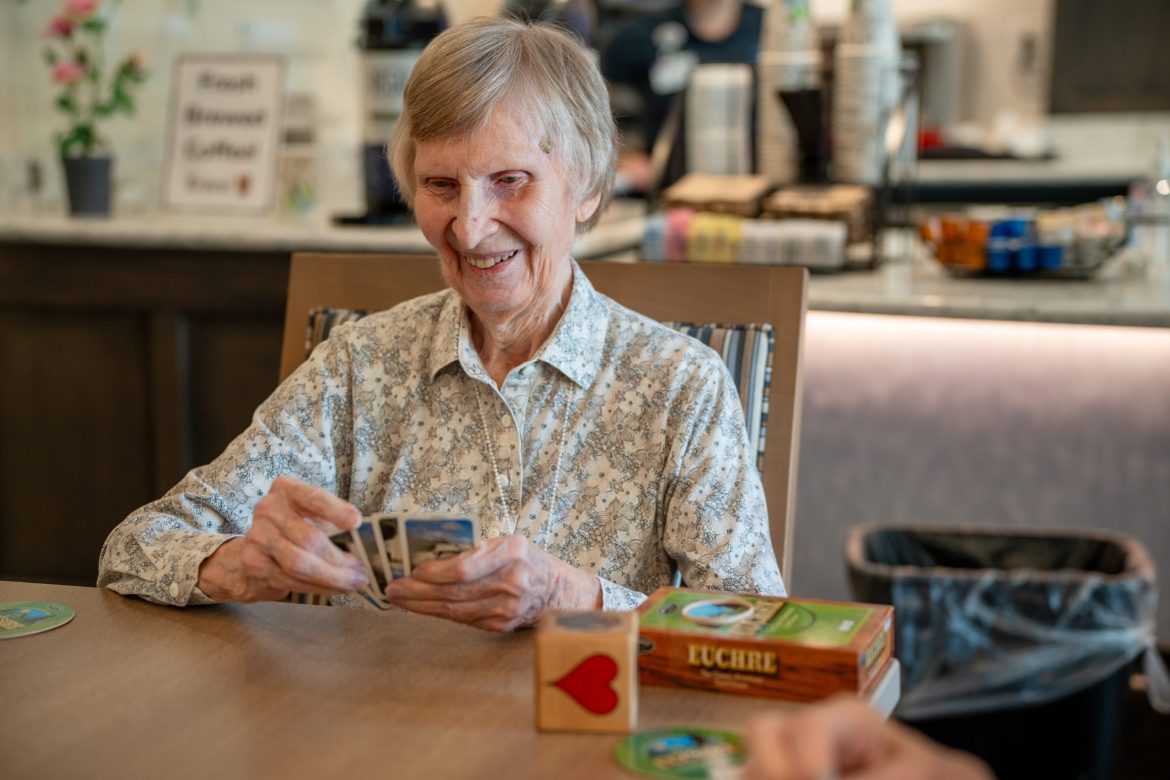 Friendship Village of Dublin Resident playing Euchre.