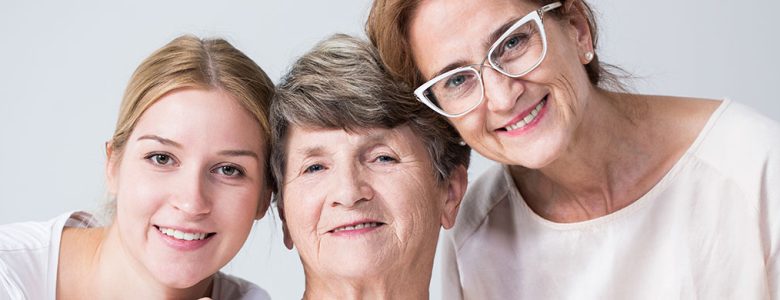 A woman with dementia and her daughter and granddaughter