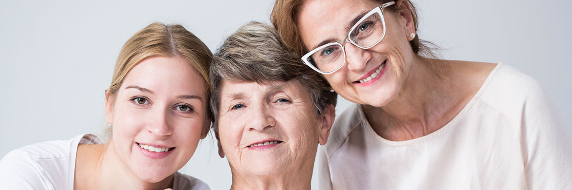A woman with dementia and her daughter and granddaughter
