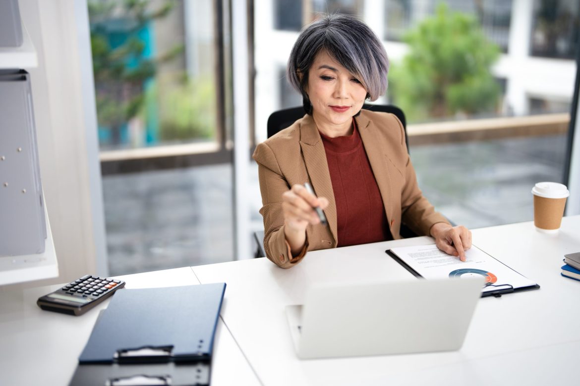 Attractive senior woman planning for life as a solo ager.