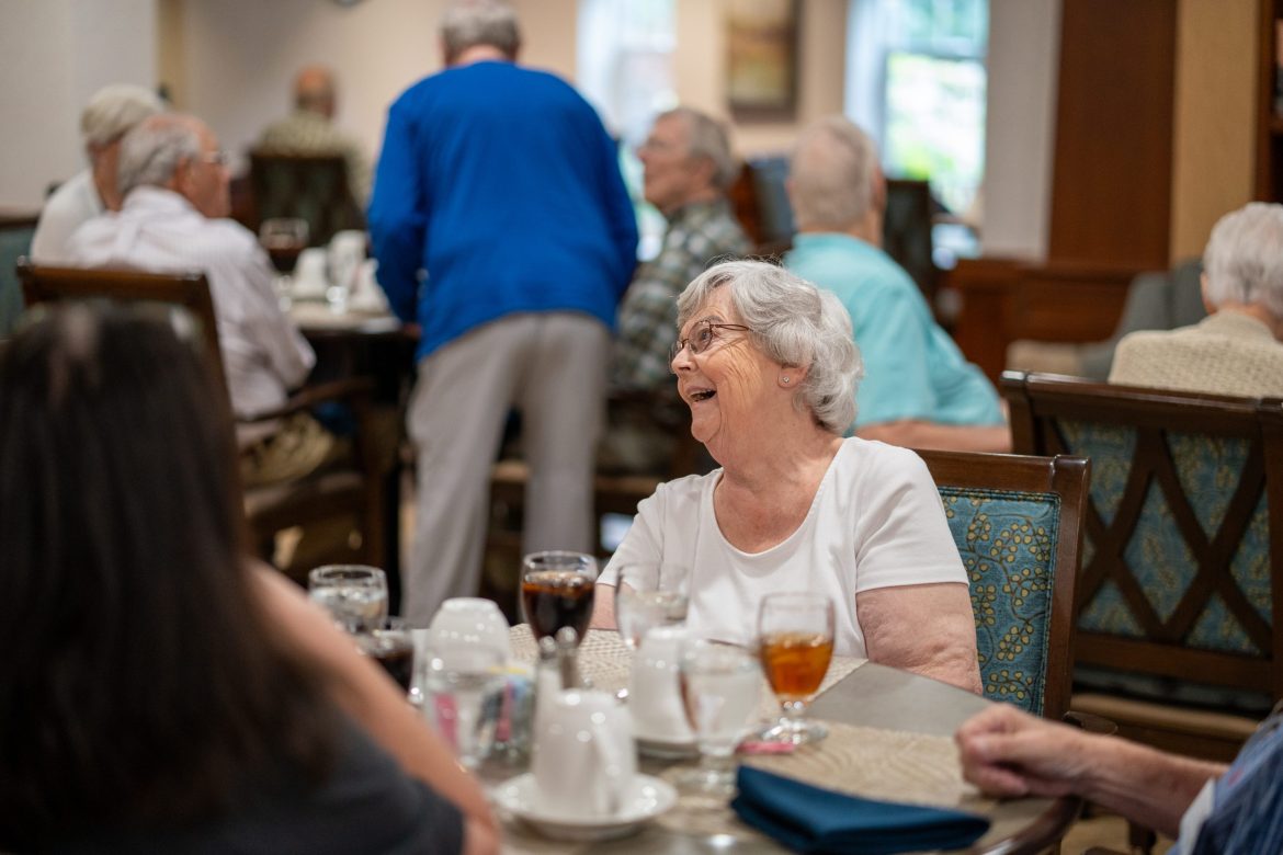 Residents enjoy The Legacy Dining Room at Friendship Village of Dublin.