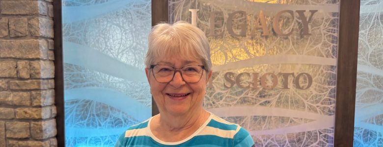 Resident Sandy W. in the Legacy Dining Room at Friendship Village of Dublin.